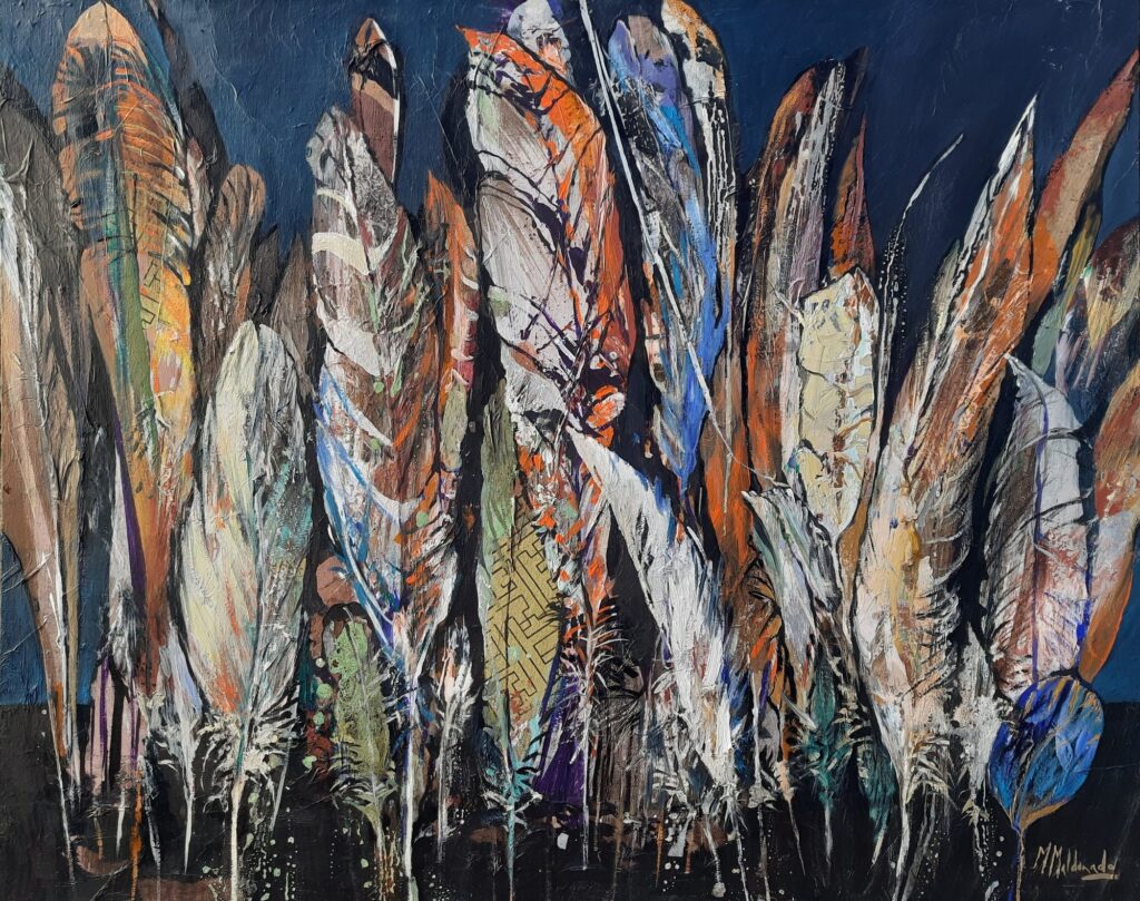 «Frágiles», óleo, acrílico y collage sobre lienzo · 61 × 81 cm — obra de Marta Maldonado