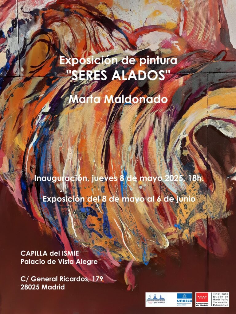 Cartel de la exposición «Seres Alados» de Marta Maldonado en la Capilla del Palacio de Vista Alegre, Madrid, 2025